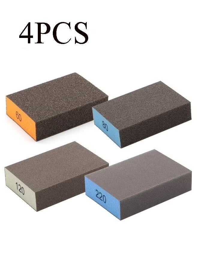 واي جيه 4 عبوة من كتل ورق الصنفرة، أربع درجات حبيبية في كل عبوة 60/80/120/220، مسحوق صنفرة يُغسل ويُعاد استخدامه، صنع يدويًا، كتل ورق صنفرة لجدار الجدران الجاف، للجدار الخشبي والزجاج المعدني - Image 1